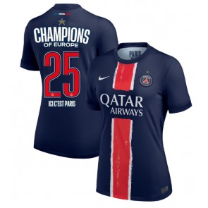 Paris Saint-Germain Replica Home Stadium Shirt for Women 2024-25 UCL Champions Short Sleeve